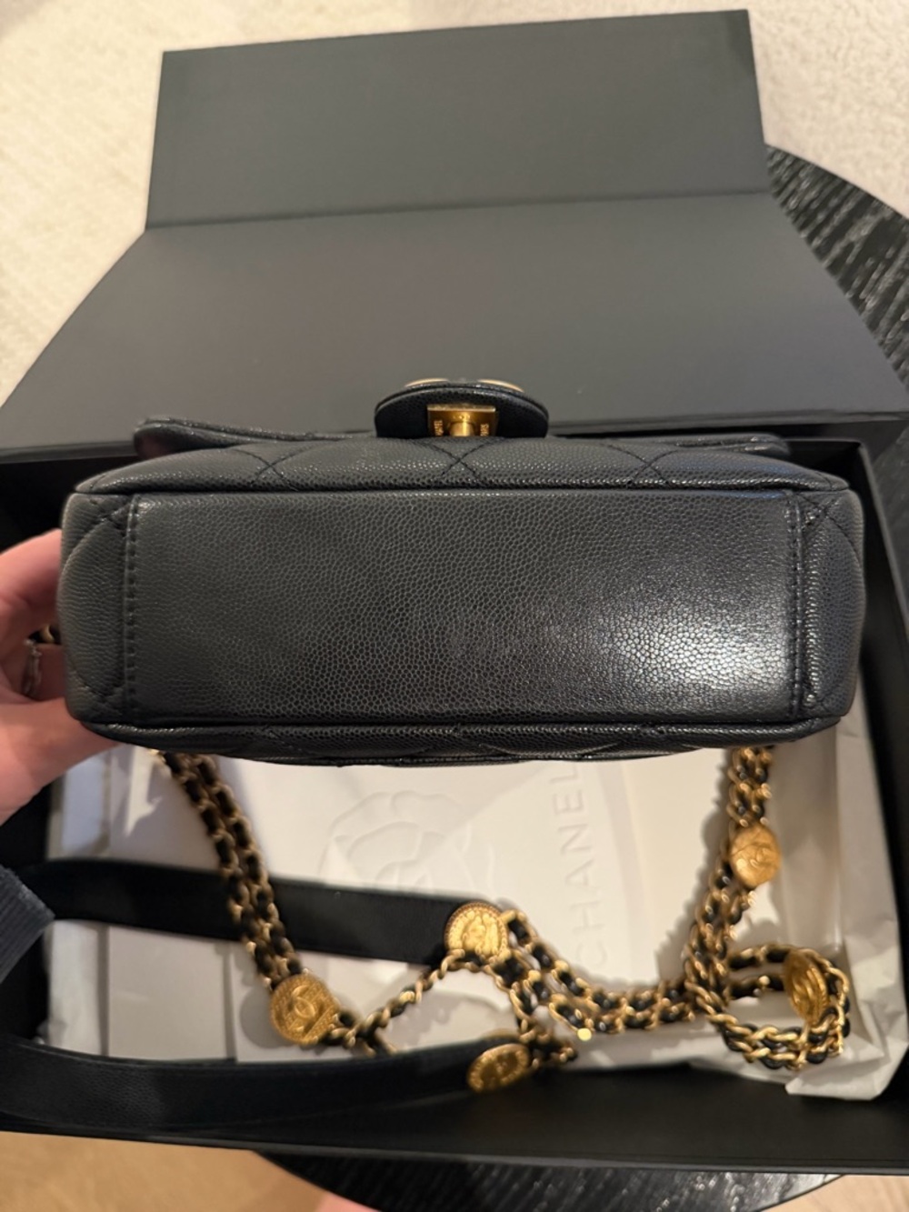 CHANEL Black Quilted Mini Flap Crossbody with Gold Hardware - Picture 4 of 7